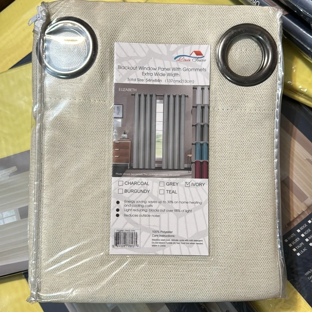 Elizabeth Ivory 1 blackout window panel with grommets extra wide